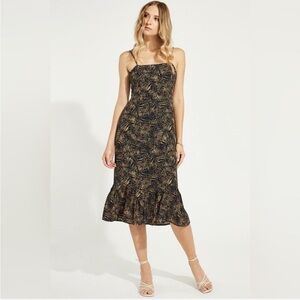 Gentle Fawn Black and Gold Midi Dress